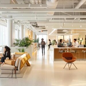 a diverse group of professionals collaborating seamlessly in a modern office space, embodying the benefits of an agile team.