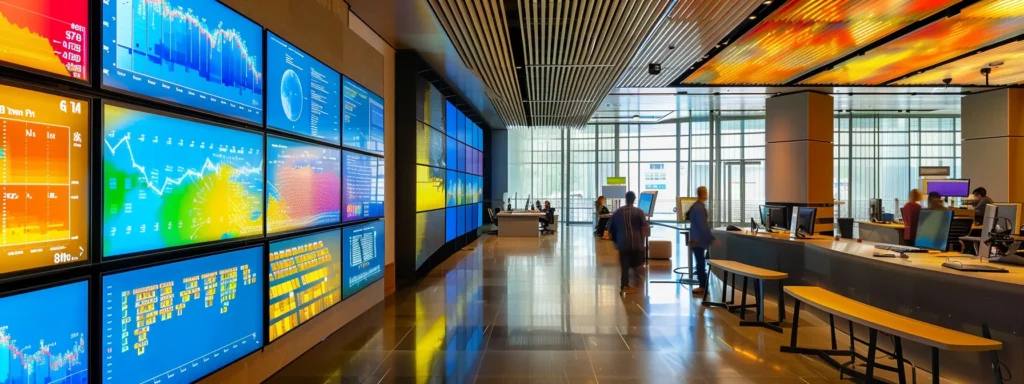 a dynamic, modern workspace filled with vibrant charts and digital displays, capturing the essence of teamwork in aligning marketing and sales strategies for enhanced conversion optimization.