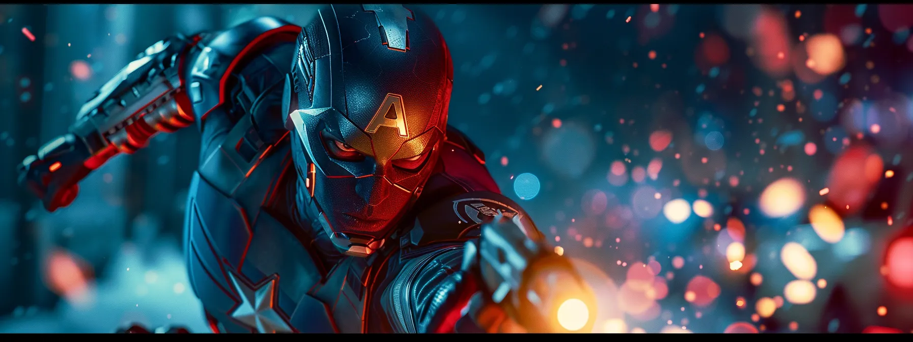 a superhero training in combat and strategy with advanced technology and intense focus.