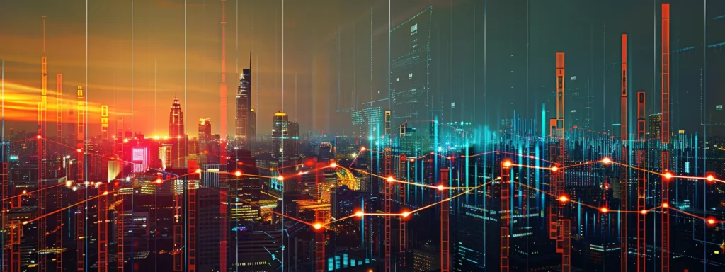 a vibrant digital landscape showcases a rising graph overlaying a city skyline, symbolizing targeted traffic growth through precise keyword research and seo strategies.