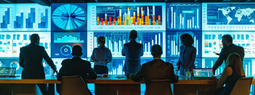a dynamic business meeting scene, featuring a diverse group of professionals analyzing performance charts and graphs illuminated by natural light, symbolizing strategic adjustments to optimize backlink investments for improved seo success.