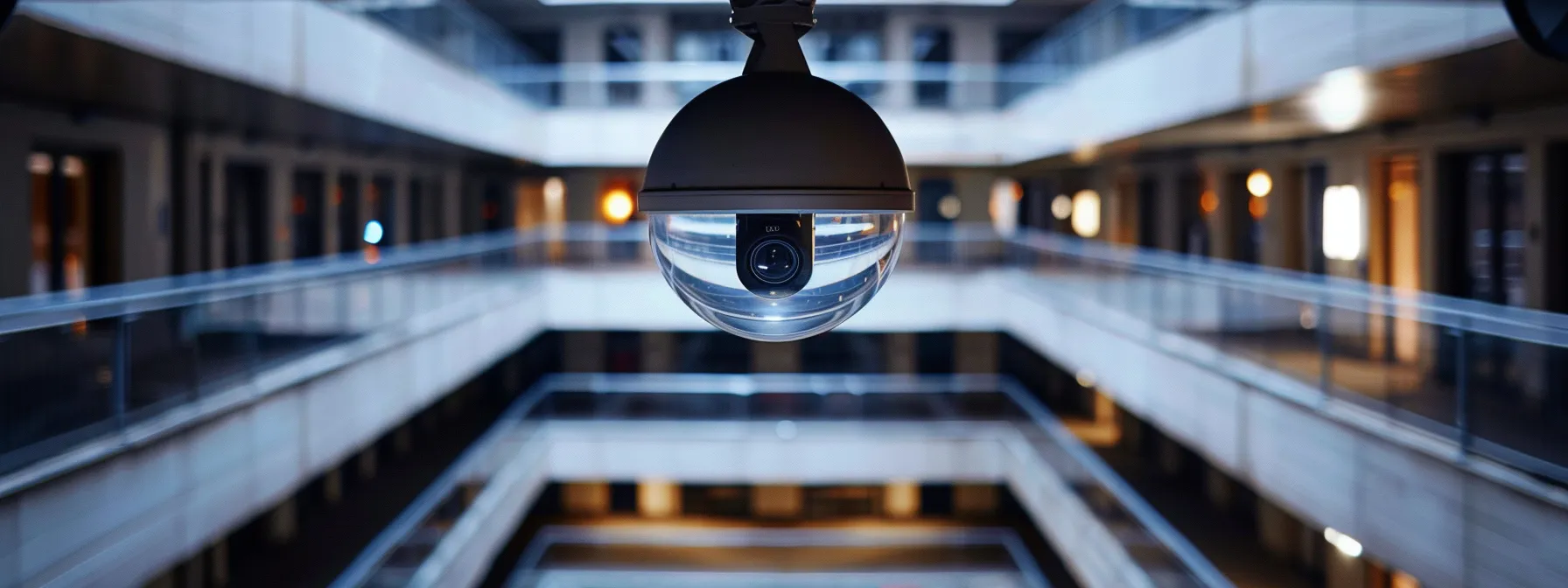 a security camera overlooking a well-lit parking lot in an apartment complex.