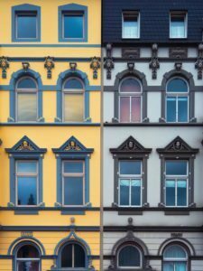 a collage of a building
