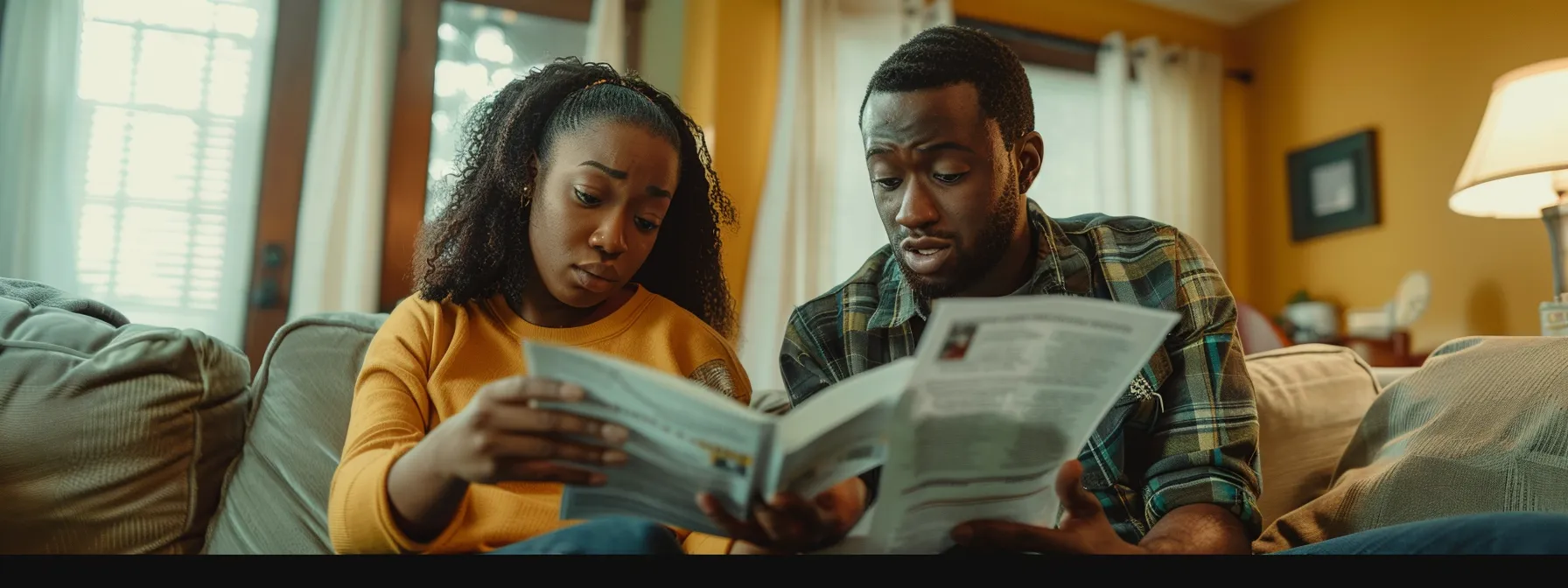potential apartment renters looking confused while reading through a list of listing terms.