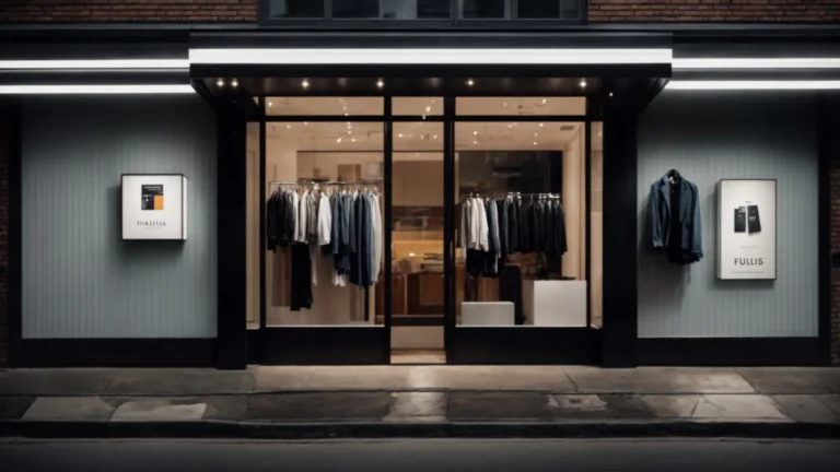 a sleek modern storefront with bold, edgy apparel on display.
