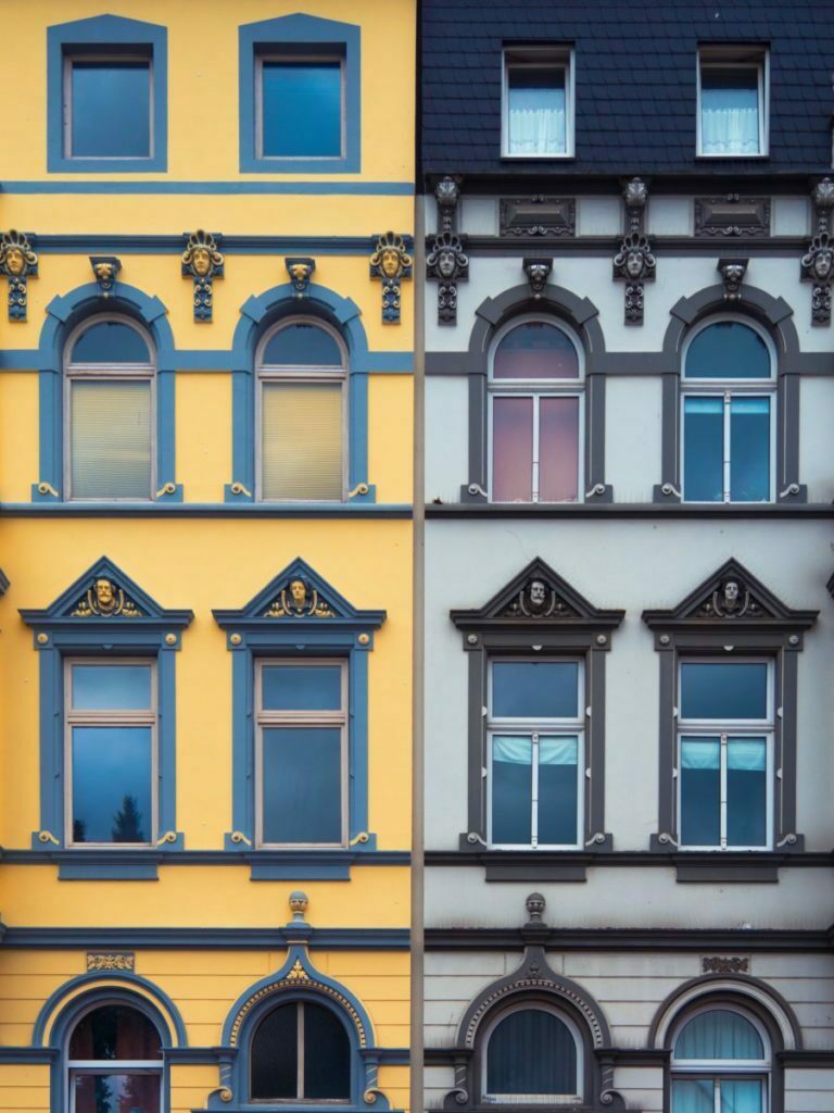 a collage of a building