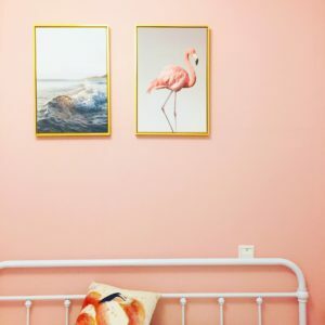 a wall with pictures on it