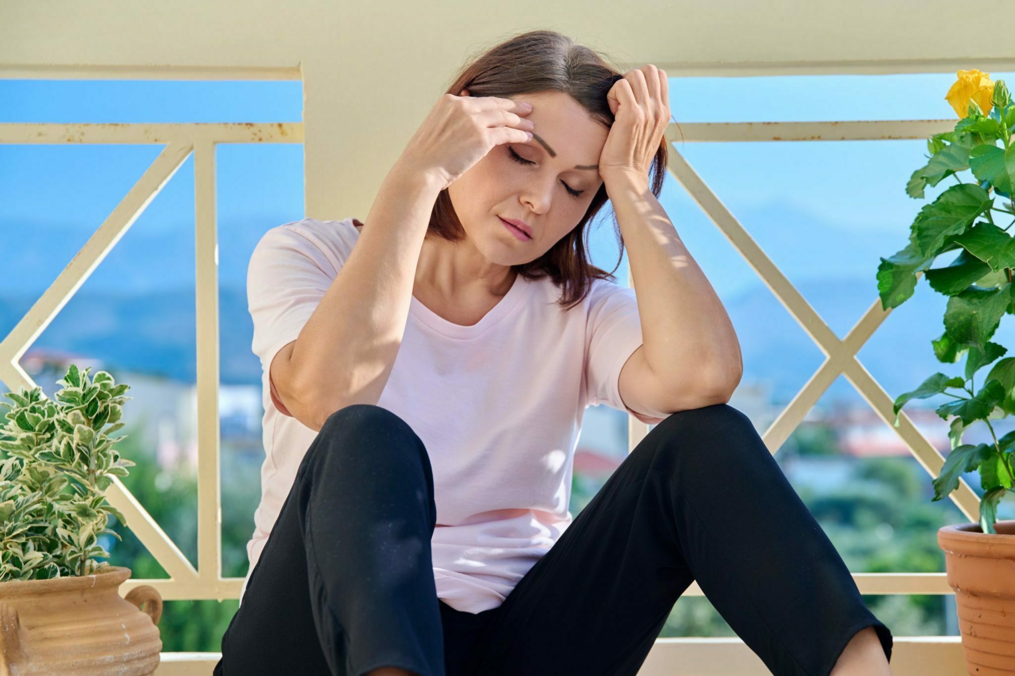 a woman sitting on a chair