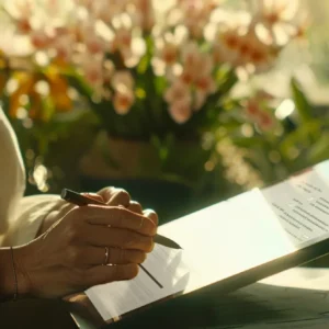 a person filling out a form on a digital tablet.