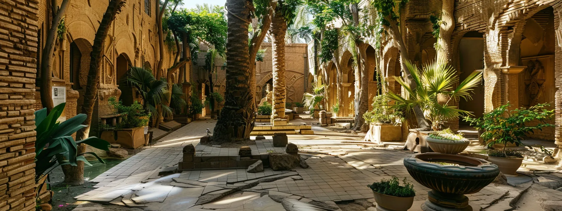 在巴比伦空中花园中,古老的遗迹若隐若现,展现出神秘迷人的魅力。