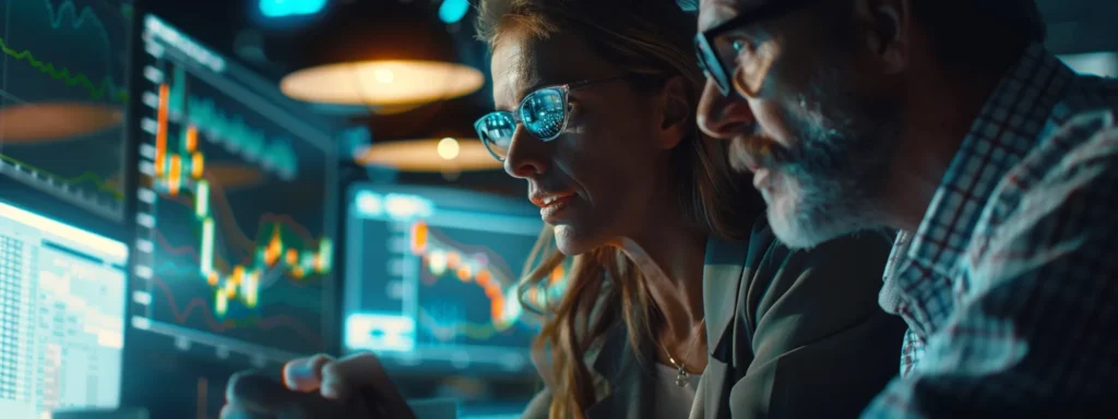 a focused investor consulting with a financial advisor, surrounded by charts and financial data, making strategic decisions for their gold ira investment plan.
