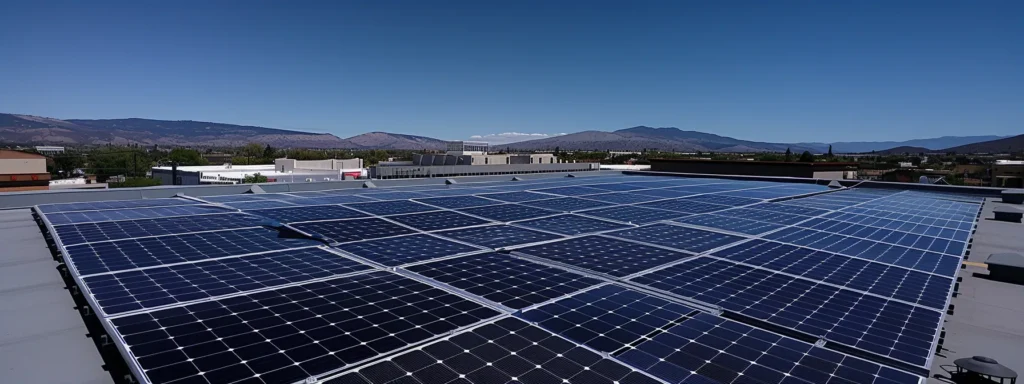 a technician meticulously adjusting solar panels on a gleaming rooftop, embodying precision and efficiency in adopting lean practices.