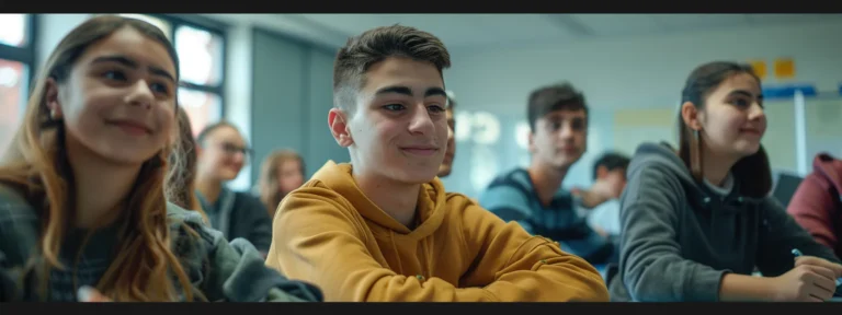 a group of students practicing a new skill in a classroom setting.