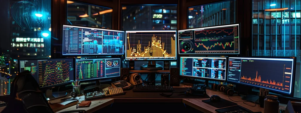a dynamic and organized workspace filled with vibrant charts and graphs strategically arranged around a central glowing computer screen, symbolizing effective budget allocation and seo strategies in a modern digital environment.