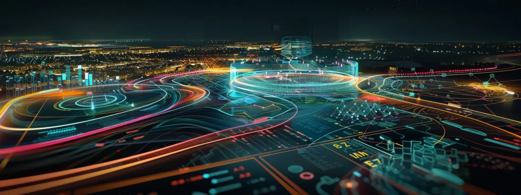 a dynamic digital landscape showcasing a sleek, modern web interface layered with vibrant graphs and tools that symbolize effective seo strategies, illuminated by a bright, confident light.